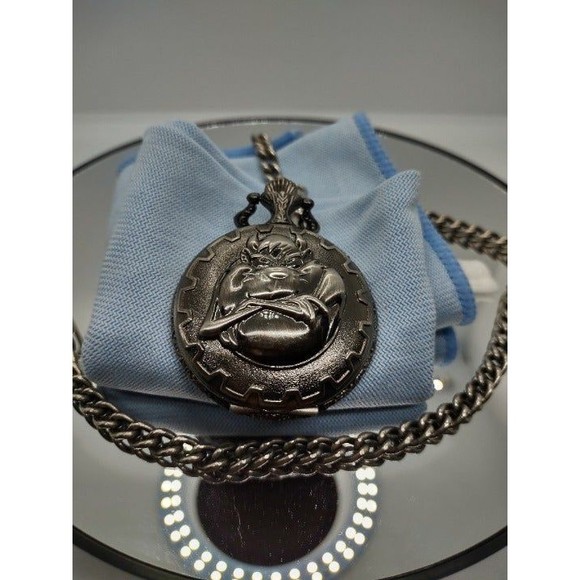 Armitron Tazmanian Devil ACME Silver Pocket Watch 1997  - Works great - Picture 1 of 7